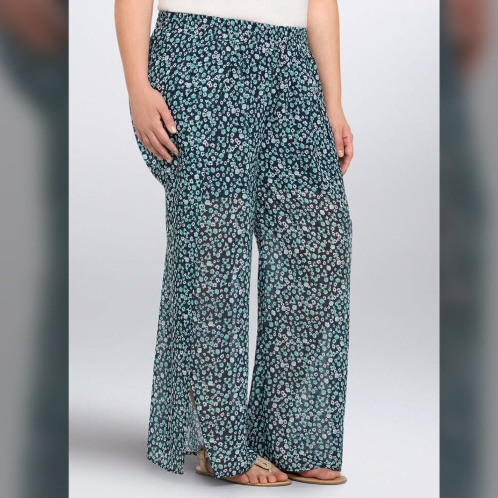 Torrid Chiffon Pull On Wide Leg Pants with Side Slide Floral Women Plus size 0X